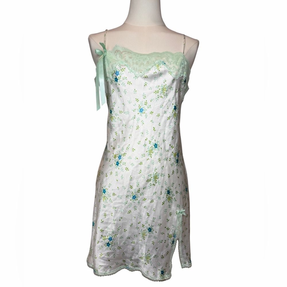 Victoria's Secret Mint Green Floral Chemise